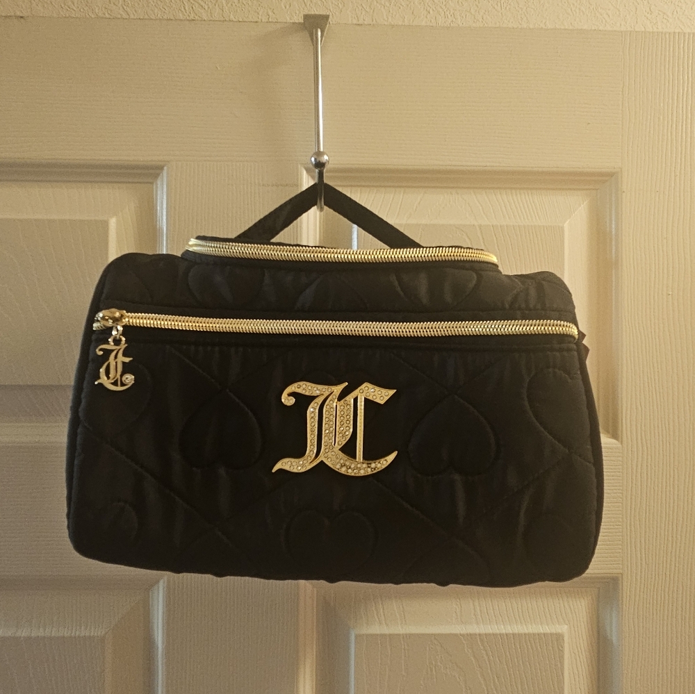 Juicy Couture Black and Gold Toiletry Bag with Structured Design